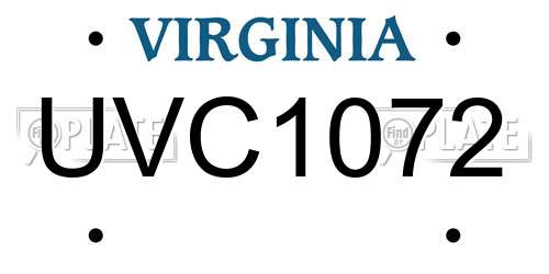 UVC1072 Virginia License Plate