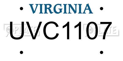 UVC1107 Virginia License Plate