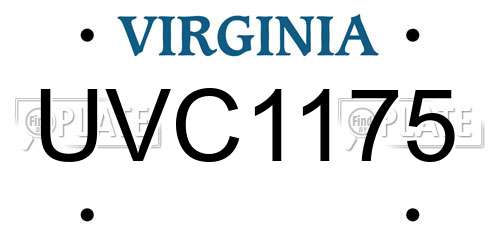 UVC1175 Virginia License Plate