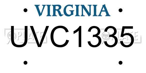 UVC1335 Virginia License Plate