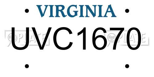 UVC1670 Virginia License Plate