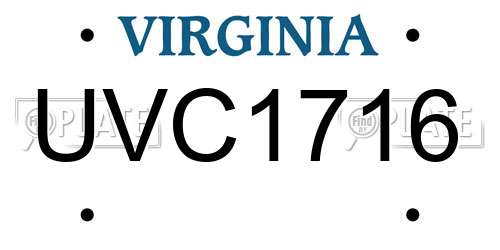 UVC1716 Virginia License Plate