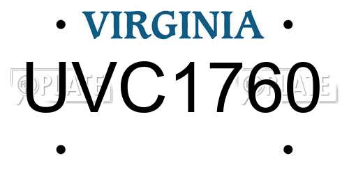 UVC1760 Virginia License Plate