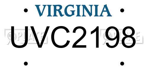 UVC2198 Virginia License Plate