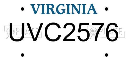 UVC2576 Virginia License Plate