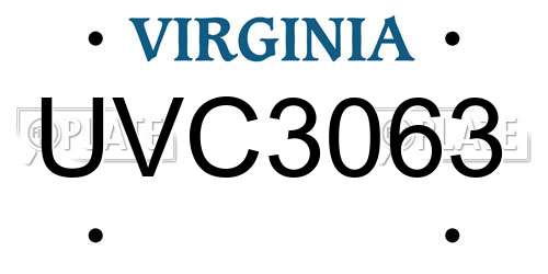 UVC3063 Virginia License Plate