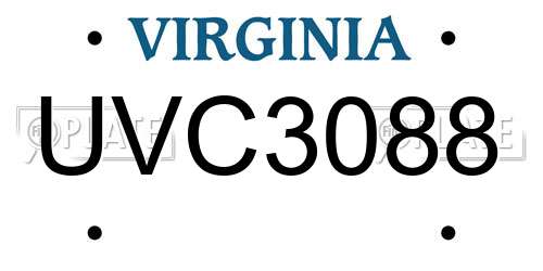 UVC3088 Virginia License Plate
