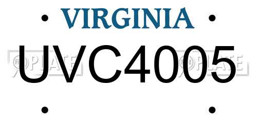 UVC4005 Virginia License Plate