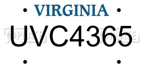 UVC4365 Virginia License Plate