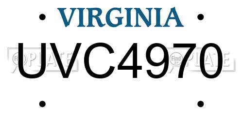 UVC4970 Virginia License Plate
