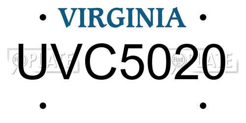 UVC5020 Virginia License Plate