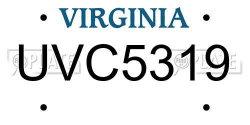 UVC5319 Virginia License Plate