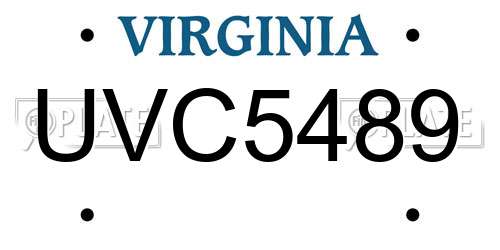 UVC5489 Virginia License Plate