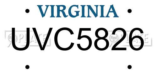 UVC5826 Virginia License Plate