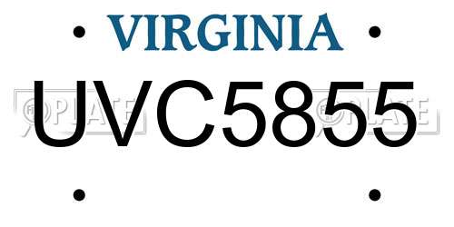 UVC5855 Virginia License Plate