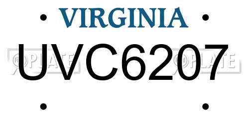 UVC6207 Virginia License Plate