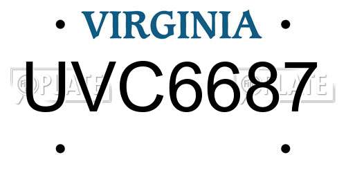 UVC6687 Virginia License Plate