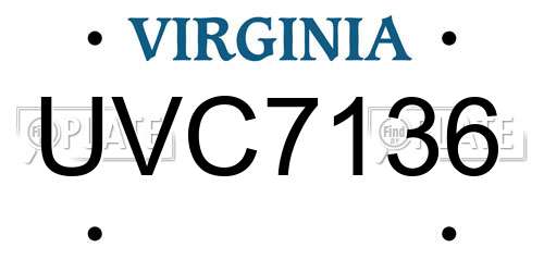 UVC7136 Virginia License Plate