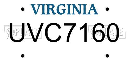 UVC7160 Virginia License Plate