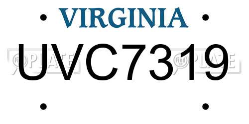UVC7319 Virginia License Plate