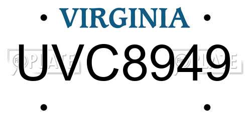 UVC8949 Virginia License Plate