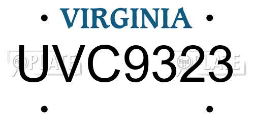 UVC9323 Virginia License Plate