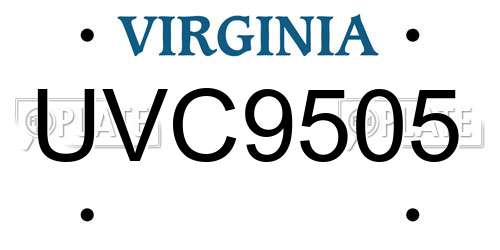 UVC9505 Virginia License Plate