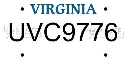UVC9776 Virginia License Plate