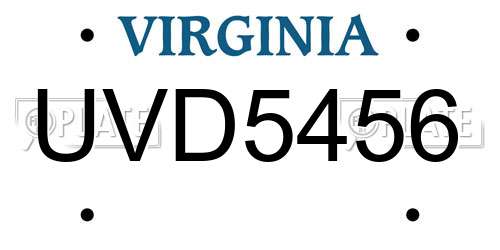 UVD5456 Virginia License Plate