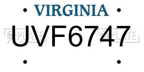 UVF6747 Virginia License Plate
