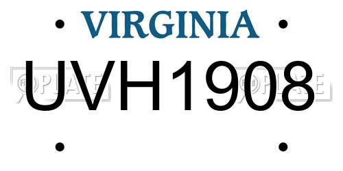 UVH1908 Virginia License Plate