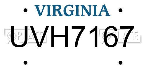 UVH7167 Virginia License Plate