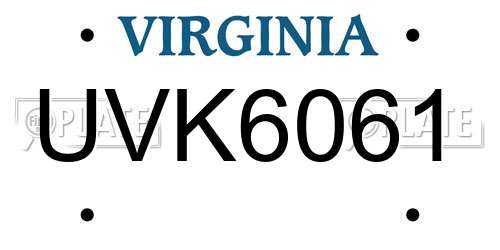UVK6061 Virginia License Plate