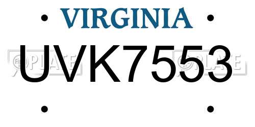 UVK7553 Virginia License Plate