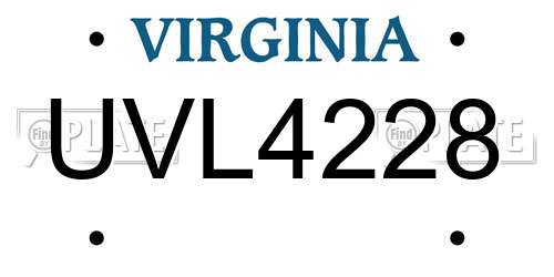 UVL4228 Virginia License Plate