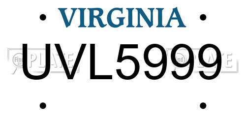 UVL5999 Virginia License Plate
