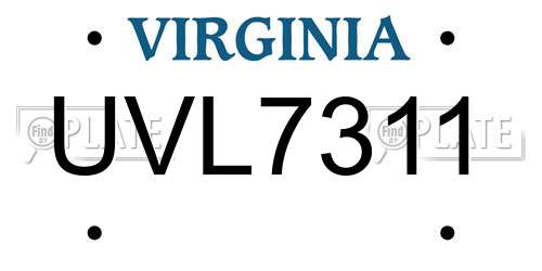 UVL7311 Virginia License Plate