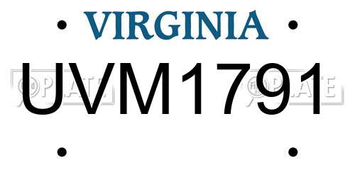 UVM1791 Virginia License Plate