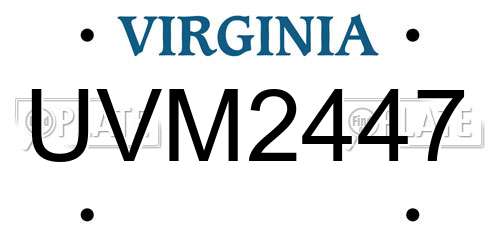 UVM2447 Virginia License Plate