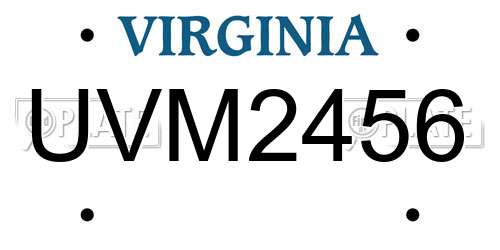 UVM2456 Virginia License Plate