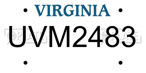 UVM2483 Virginia License Plate