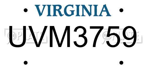UVM3759 Virginia License Plate