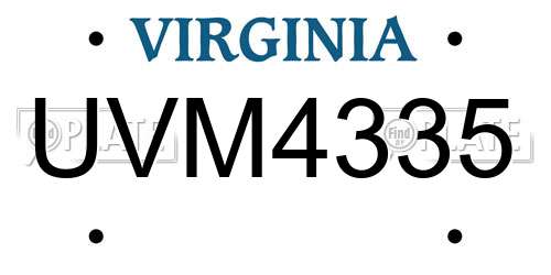 UVM4335 Virginia License Plate