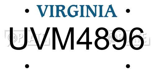 UVM4896 Virginia License Plate