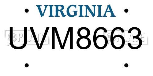 UVM8663 Virginia License Plate