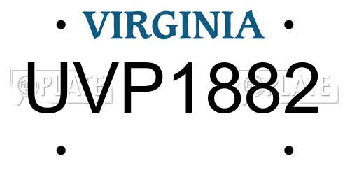 UVP1882 Virginia License Plate