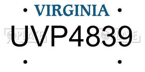 UVP4839 Virginia License Plate