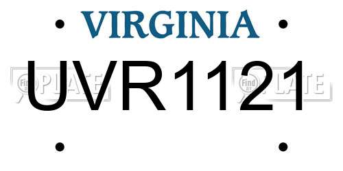 UVR1121 Virginia License Plate