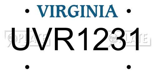 UVR1231 Virginia License Plate