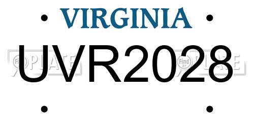 UVR2028 Virginia License Plate